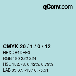 颜色代码: CMYK 20 / 1 / 0 / 12 | qconv.com