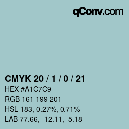 Color code: CMYK 20 / 1 / 0 / 21 | qconv.com