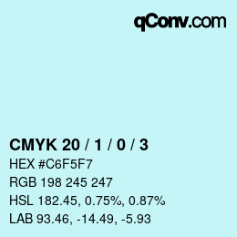 カラーコード: CMYK 20 / 1 / 0 / 3 | qconv.com