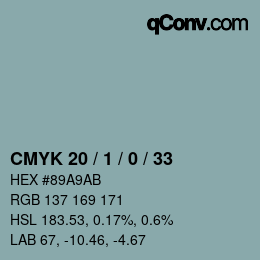 Color code: CMYK 20 / 1 / 0 / 33 | qconv.com