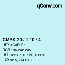 カラーコード: CMYK 20 / 1 / 0 / 4 | qconv.com