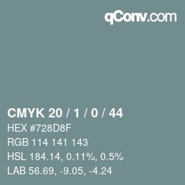 カラーコード: CMYK 20 / 1 / 0 / 44 | qconv.com