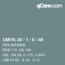 Color code: CMYK 20 / 1 / 0 / 46 | qconv.com