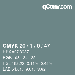 カラーコード: CMYK 20 / 1 / 0 / 47 | qconv.com