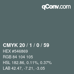 颜色代码: CMYK 20 / 1 / 0 / 59 | qconv.com