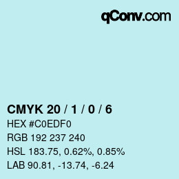 Color code: CMYK 20 / 1 / 0 / 6 | qconv.com