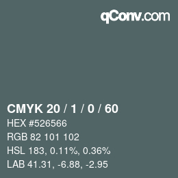颜色代码: CMYK 20 / 1 / 0 / 60 | qconv.com