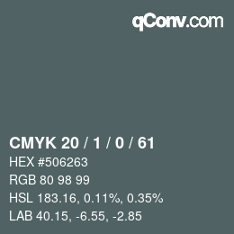 Color code: CMYK 20 / 1 / 0 / 61 | qconv.com