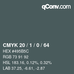 Color code: CMYK 20 / 1 / 0 / 64 | qconv.com