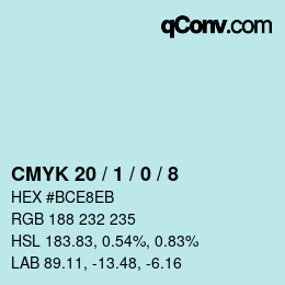 Farbcode: CMYK 20 / 1 / 0 / 8 | qconv.com