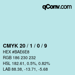 カラーコード: CMYK 20 / 1 / 0 / 9 | qconv.com