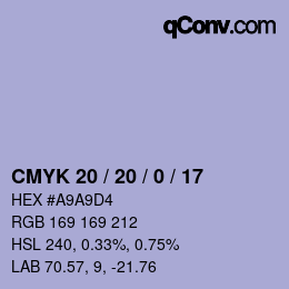 Color code: CMYK 20 / 20 / 0 / 17 | qconv.com