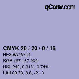Color code: CMYK 20 / 20 / 0 / 18 | qconv.com