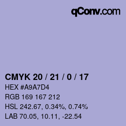颜色代码: CMYK 20 / 21 / 0 / 17 | qconv.com