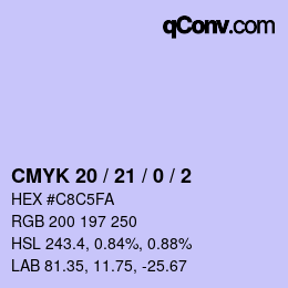 カラーコード: CMYK 20 / 21 / 0 / 2 | qconv.com