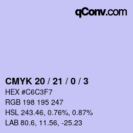 Farbcode: CMYK 20 / 21 / 0 / 3 | qconv.com