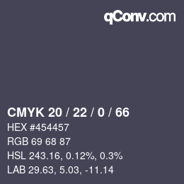 Código de color: CMYK 20 / 22 / 0 / 66 | qconv.com
