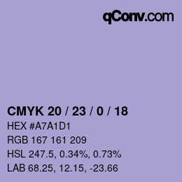 カラーコード: CMYK 20 / 23 / 0 / 18 | qconv.com