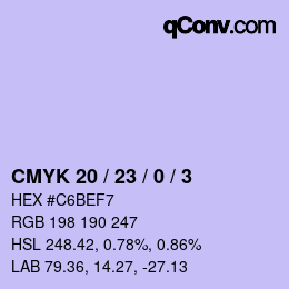 カラーコード: CMYK 20 / 23 / 0 / 3 | qconv.com