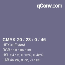 Color code: CMYK 20 / 23 / 0 / 46 | qconv.com