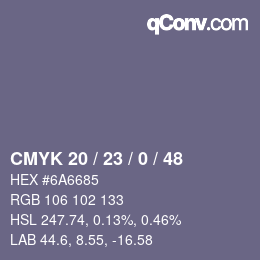 Color code: CMYK 20 / 23 / 0 / 48 | qconv.com