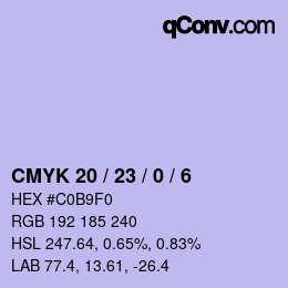 颜色代码: CMYK 20 / 23 / 0 / 6 | qconv.com