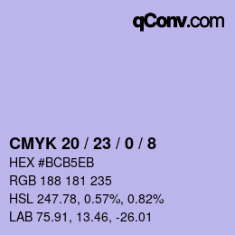 Color code: CMYK 20 / 23 / 0 / 8 | qconv.com