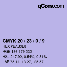 カラーコード: CMYK 20 / 23 / 0 / 9 | qconv.com