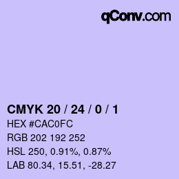 颜色代码: CMYK 20 / 24 / 0 / 1 | qconv.com