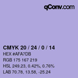颜色代码: CMYK 20 / 24 / 0 / 14 | qconv.com