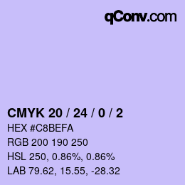 颜色代码: CMYK 20 / 24 / 0 / 2 | qconv.com