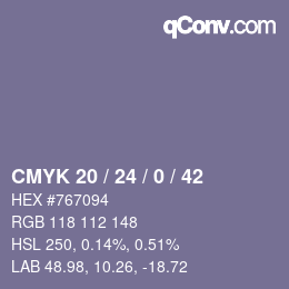 Color code: CMYK 20 / 24 / 0 / 42 | qconv.com