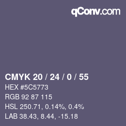 颜色代码: CMYK 20 / 24 / 0 / 55 | qconv.com