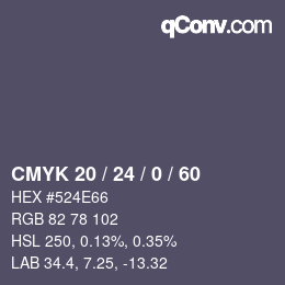 颜色代码: CMYK 20 / 24 / 0 / 60 | qconv.com