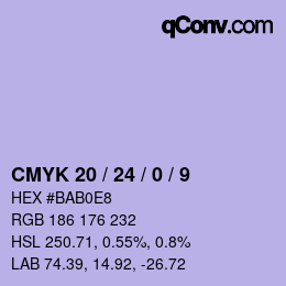 颜色代码: CMYK 20 / 24 / 0 / 9 | qconv.com
