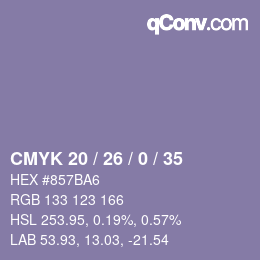 颜色代码: CMYK 20 / 26 / 0 / 35 | qconv.com