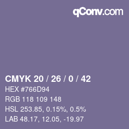颜色代码: CMYK 20 / 26 / 0 / 42 | qconv.com