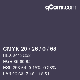 颜色代码: CMYK 20 / 26 / 0 / 68 | qconv.com