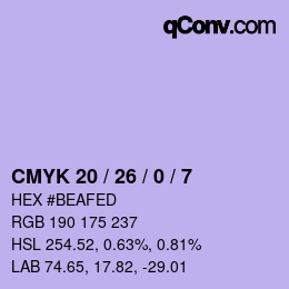 Color code: CMYK 20 / 26 / 0 / 7 | qconv.com