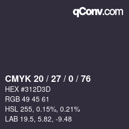Código de color: CMYK 20 / 27 / 0 / 76 | qconv.com