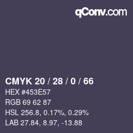 Código de color: CMYK 20 / 28 / 0 / 66 | qconv.com