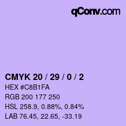 Color code: CMYK 20 / 29 / 0 / 2 | qconv.com