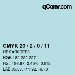 Color code: CMYK 20 / 2 / 0 / 11 | qconv.com