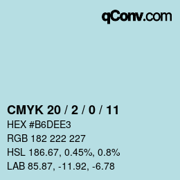 カラーコード: CMYK 20 / 2 / 0 / 11 | qconv.com