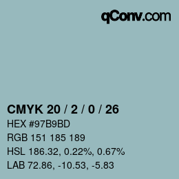 カラーコード: CMYK 20 / 2 / 0 / 26 | qconv.com