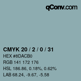 Color code: CMYK 20 / 2 / 0 / 31 | qconv.com