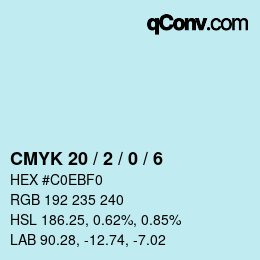 カラーコード: CMYK 20 / 2 / 0 / 6 | qconv.com