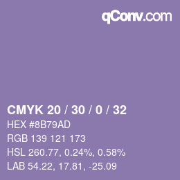 カラーコード: CMYK 20 / 30 / 0 / 32 | qconv.com