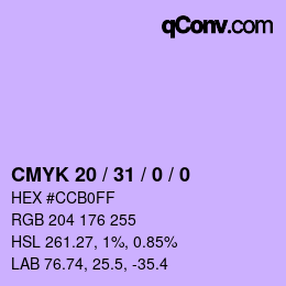 Color code: CMYK 20 / 31 / 0 / 0 | qconv.com