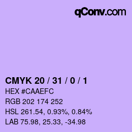 Color code: CMYK 20 / 31 / 0 / 1 | qconv.com